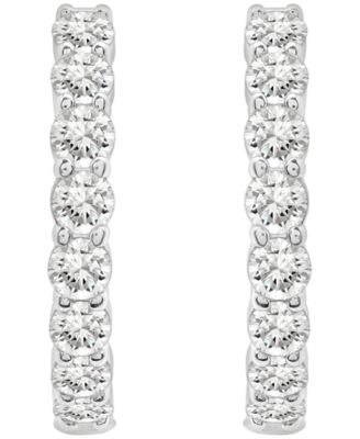 Lab-Grown White Sapphire (2-1/2 ct. t.w.) Hoop Earrings in Sterling Silver