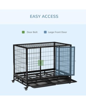43" Heavy Duty Dog Crate, Indestructible Dog Cage Kennel,