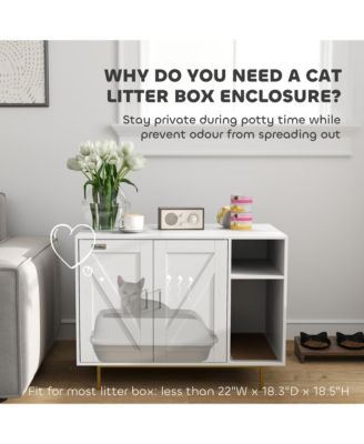 Cat Litter Box Enclosure with Scratching Pad, Storage,
