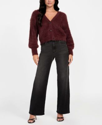 Women's Keyla Rhinestone-Button Cardigan Sweater