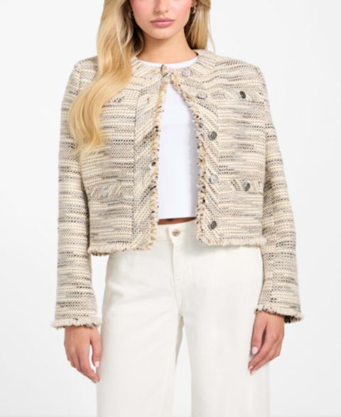 Женские куртки GUESS Women's Long Sleeves Tweed Jacket