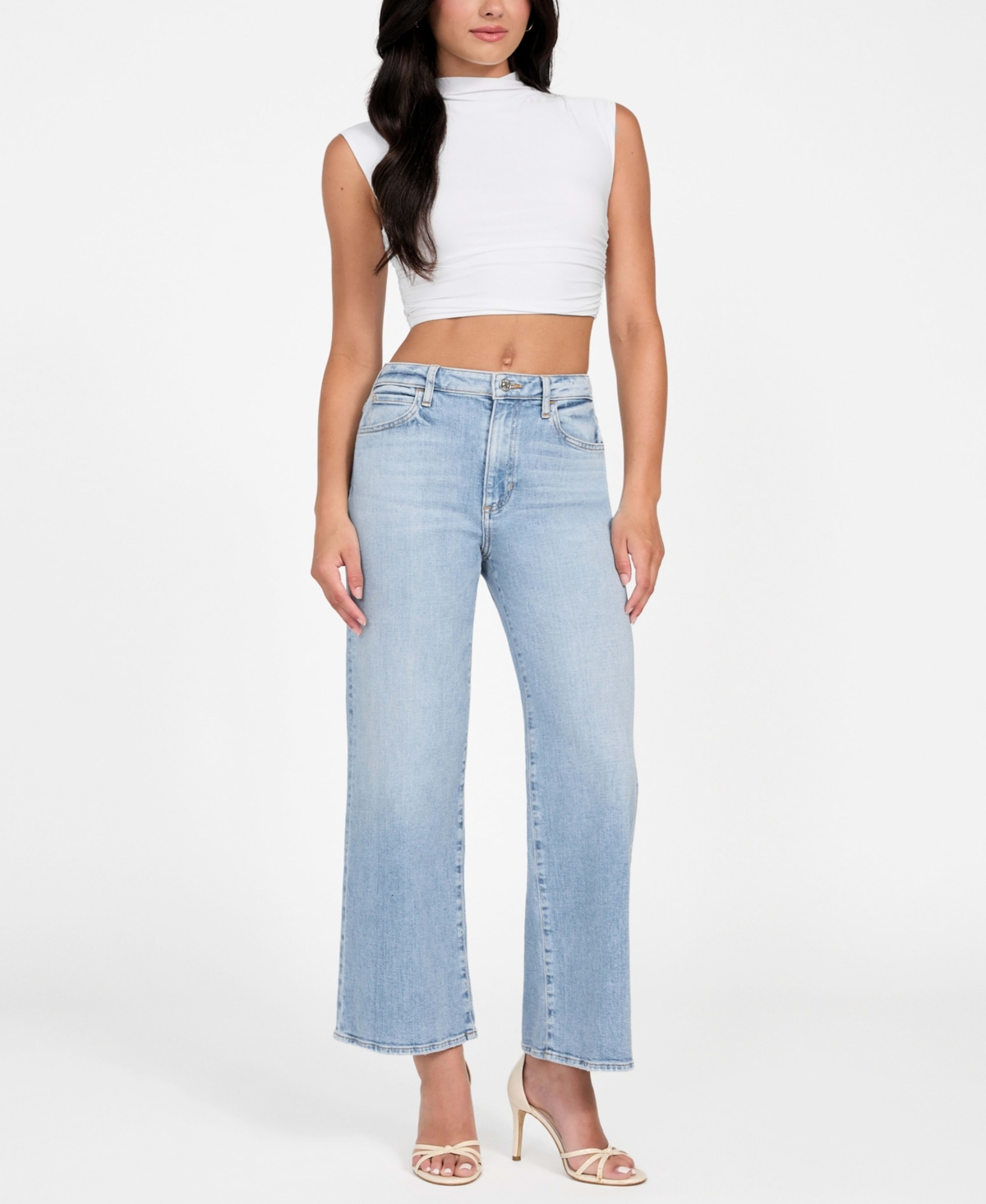 Guess High Waist Wide Leg Jeans In Blue
