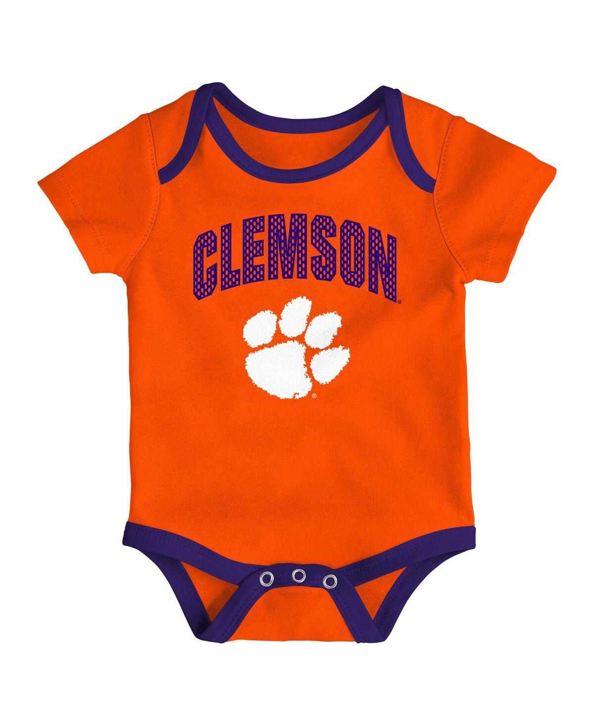 Outerstuff Baby Boys And Girls 3-pack Clemson Tigers All Day Play Bodysuit Set In Multi