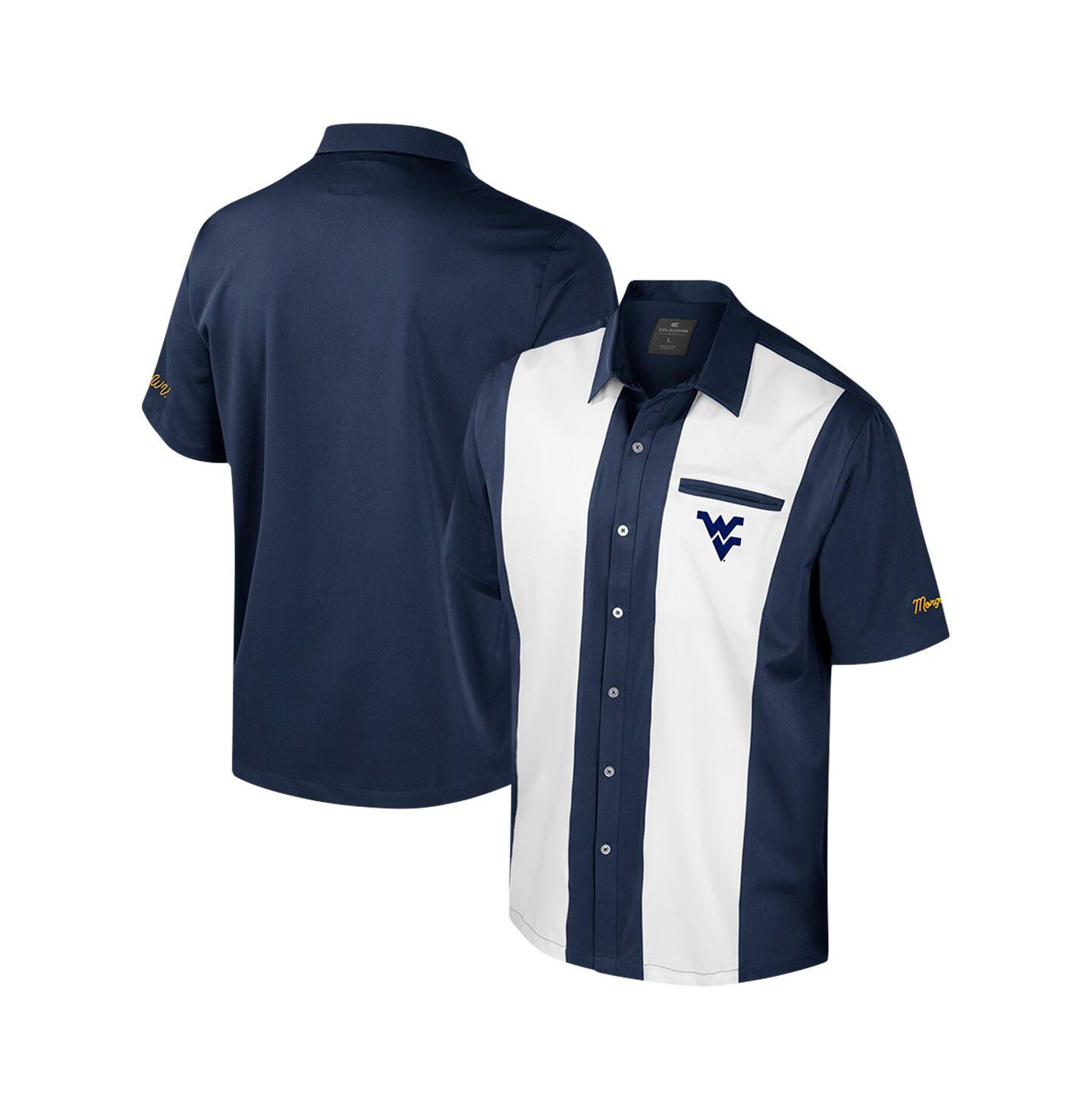 Мужская рубашка Colosseum Navy West Virginia Mountaineers Strike Bowling Button-Up — фото 1