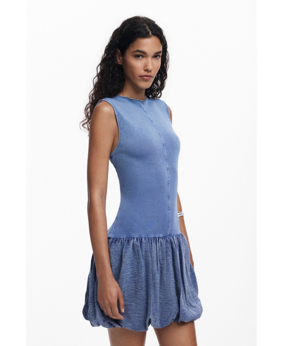 Desigual Sleeveless Open Back Minidress In Blue