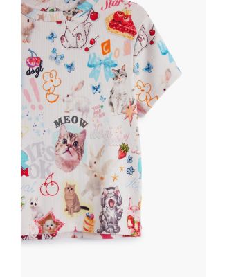 Girls's Short-sleeve cat T-shirt