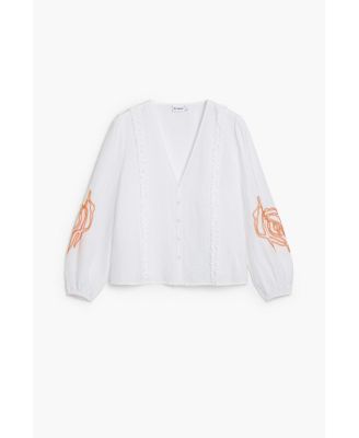 Women's Balloon blouse with leaves