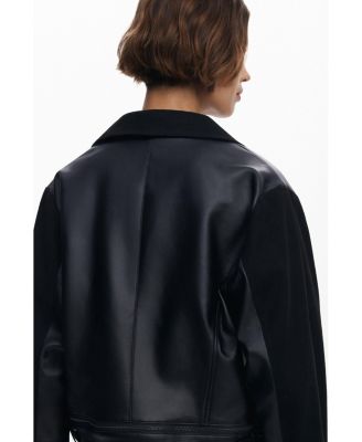 Women's Combined faux leather jacket