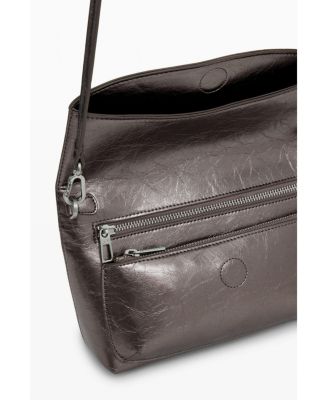 Women's Medium metallic flap bag with 3D logo