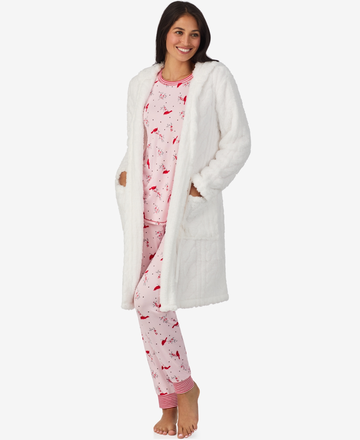 Cuddl Duds Women's 2-piece Brushed Sweater Knit Long Sleeve Jogger Pajama Set In White
