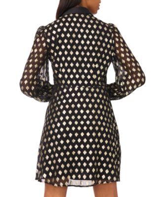 Petite Collar Neck Long Sleeve Shirt Dress