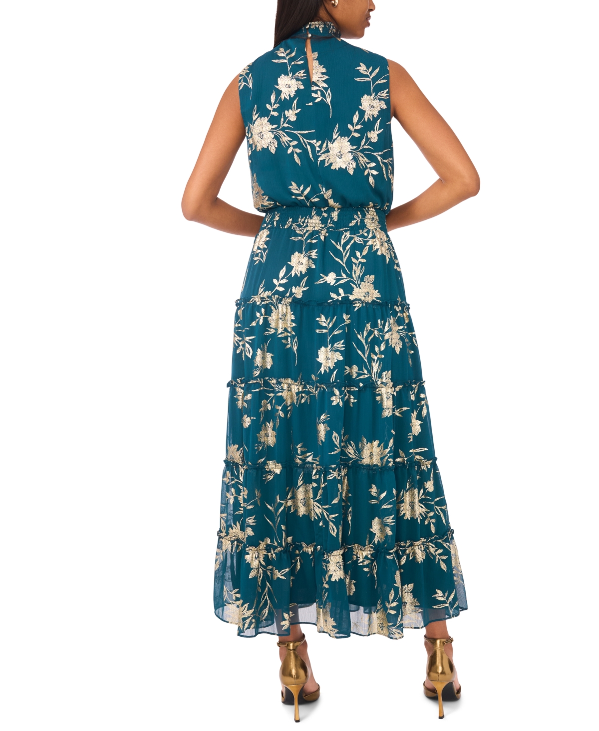 Msk Petite Mock Neck Sleeveless Maxi Dress