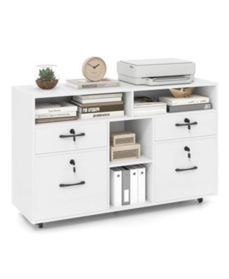 File Cabinet with Lock 4 Drawers Fits Files A4/Letter Size Adjustable Shelf