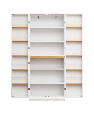 Kitchen Pantry Cabinet with Doors and Adjustable Shelves for Dining or Living Room