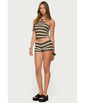 Women's Elita Striped Textured Knit Shorts
