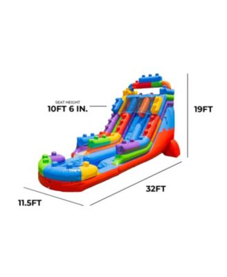 Block Party 19' Dual Lane Side Loader Water Slide with Pool, for Kids and Adults, Commercial Grade PVC Vinyl, Outdoor Backyard Fun, Blow Up Water Park, (Blower Included)