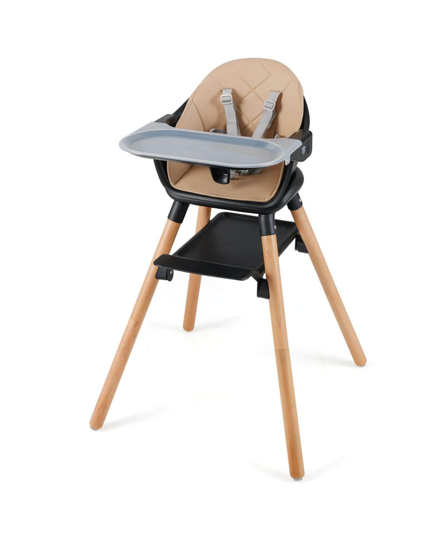 6-in-1 Convertible Wooden Baby Highchair Infant Feeding Chair with Removable Tray