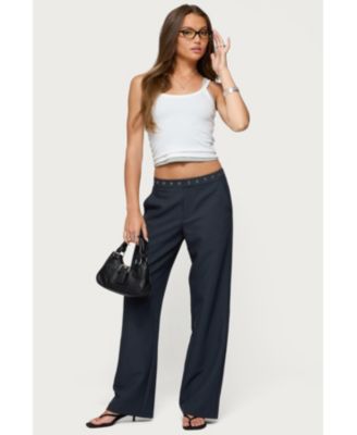 Womens Ayve Eyelet Waist Straight Leg Pants