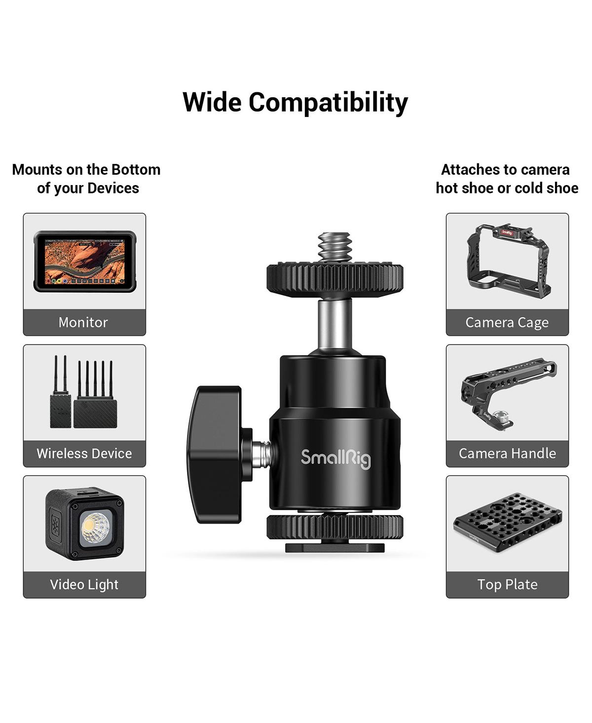 SmallRig 2 Pack 1/4" Camera Hot Shoe Mount with Additional 1/4" Screw, 2-Pack