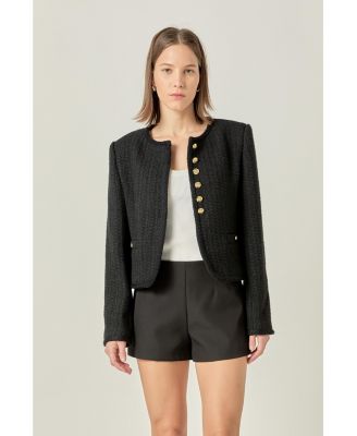 Women's TWEED ROUNDED BOTTOM HEM JACKET