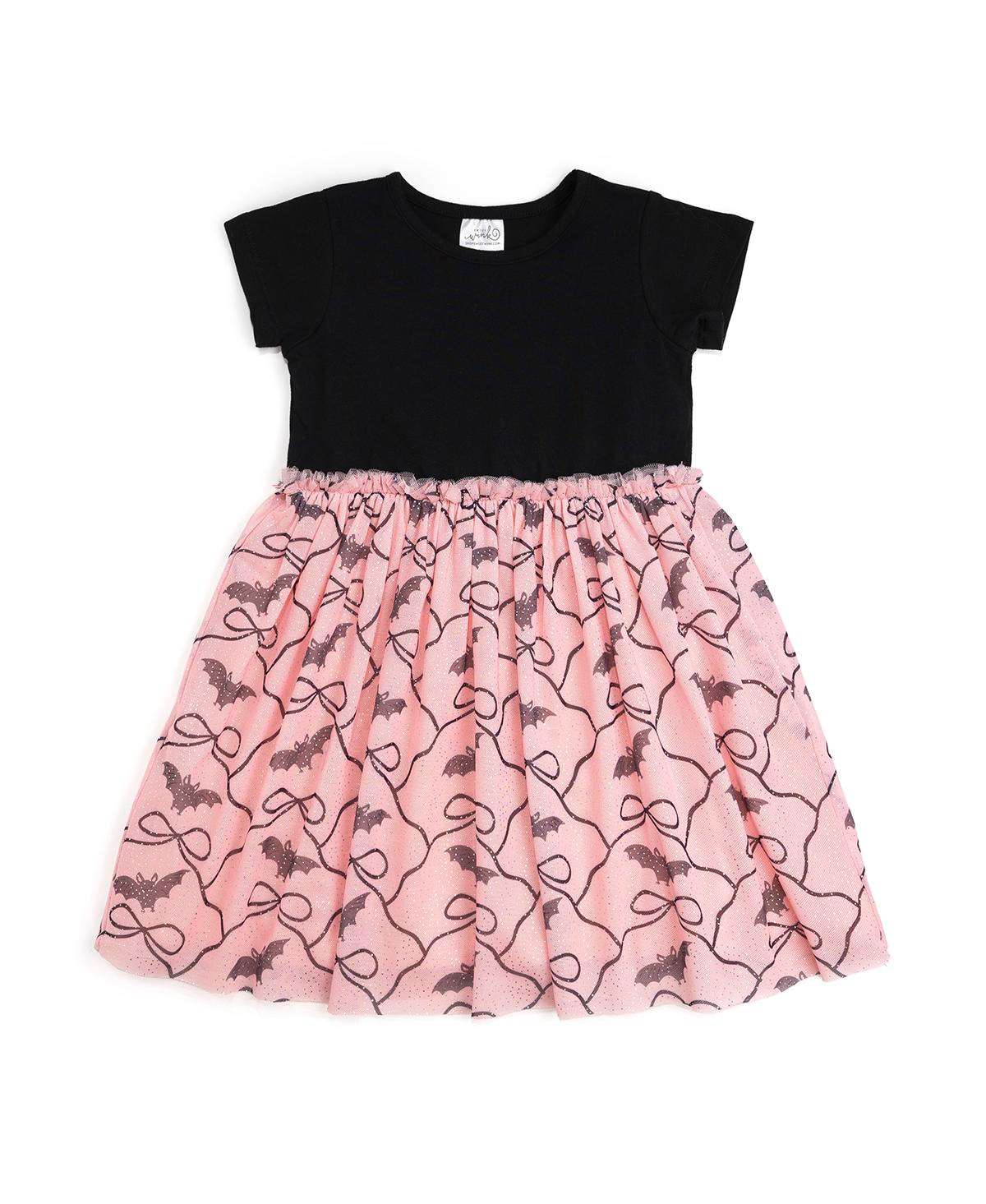 Sweet Wink Toddler Girls Bat Trellis Halloween Short Sleeve Tutu Dress