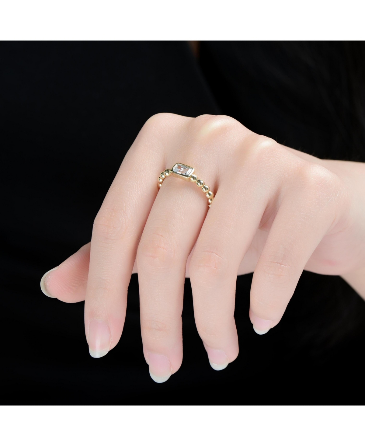 Rachel Glauber 14K Gold Plated with Clear Cubic Zirconia Statement Ring