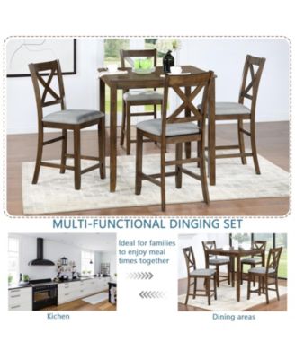 CASAINC 5-Pc. Square Counter-Height Dining Table Set with Chairs for Small Spaces