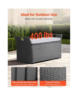 Outdoor Storage Bench PE Rattan 40Gal Waterproof Deck Box with Seating