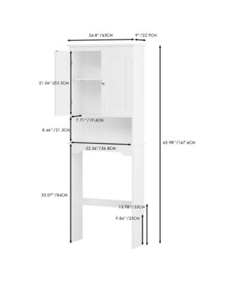 Over the Commode Wooden Storage Cabinet with Shelf and Organizer