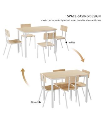 5 Piece Dining Table Set with 4 Chairs, Metal Frame Kitchen Table for Small Space