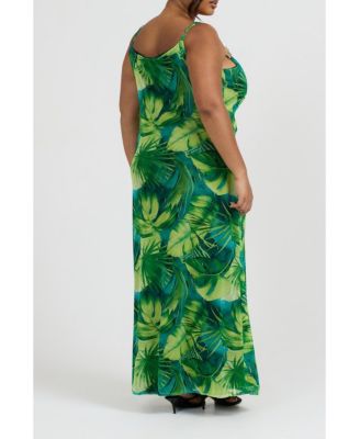 Women's Print Trim Maxi Dress