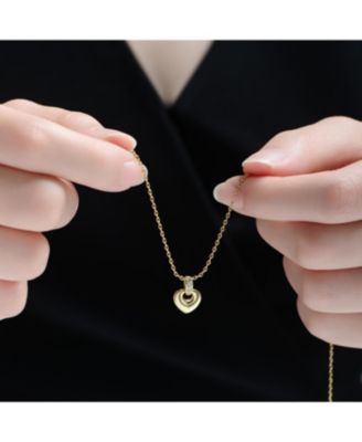 Young Adult's 14K Gold Plated CZ Heart Pendant Necklace