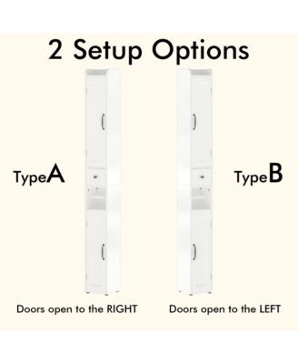 67.51 in Slim Tall Bathroom Cabinet with Adjustable Shelves and 2 Doors