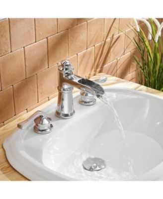 8-Inch Waterfall Widespread 2-Handle Bathroom Faucet with Drain Assembly