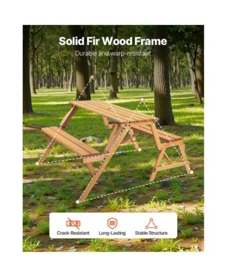 2-in-1 Transforming Wooden Picnic Table and Bench Set for Outdoor Use