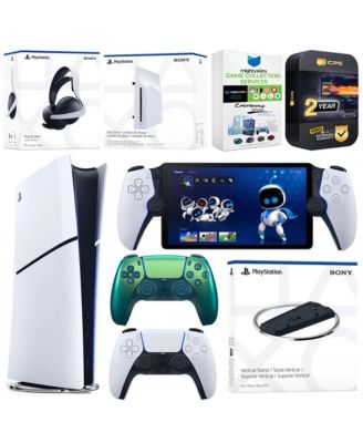 PlayStation 5 Slim Digital Bundle with Disc Drive, Stand, Extra Controller, Pulse Elite Headset, PlayStation Portal, MightySkins Voucher and 2 Y