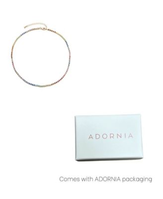 Gold Crystal Rainbow Tennis Neckalce