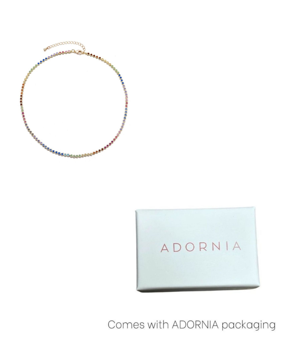 Adornia 14k Plated Crystal Rainbow Tennis Necklace In Multi