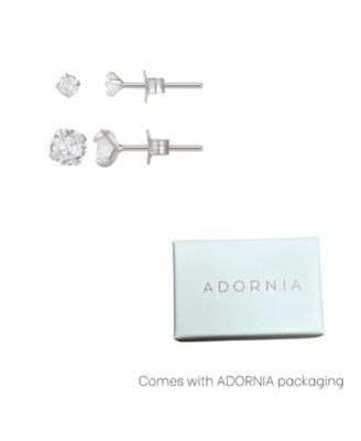 Sterling Silver Plated Solitaire Stud Earrings Set