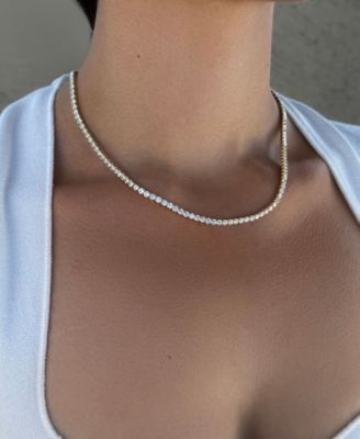 Gold Crystal 3mm Tennis Chain Necklace