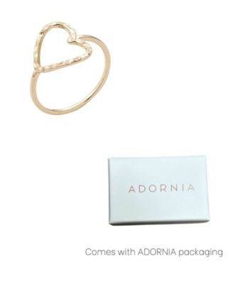 Gold Plated Hammered Open Heart Ring