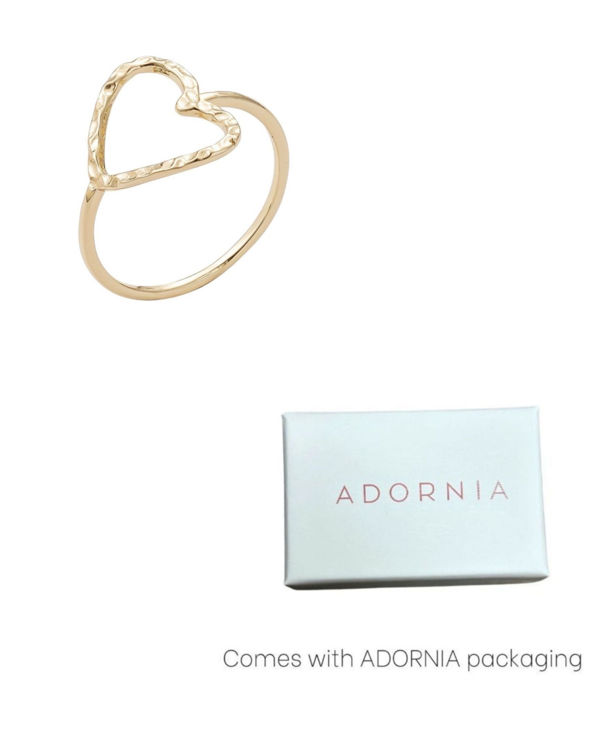 Adornia Gold Hammered Open Heart Ring In Gold