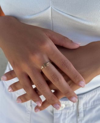 Gold Adjustable Cubic Zirconia Initial Ring