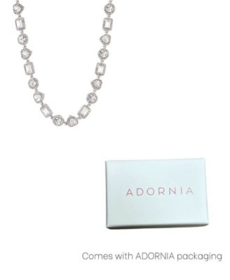 Silver Crystal Halo Heart Chain Necklace