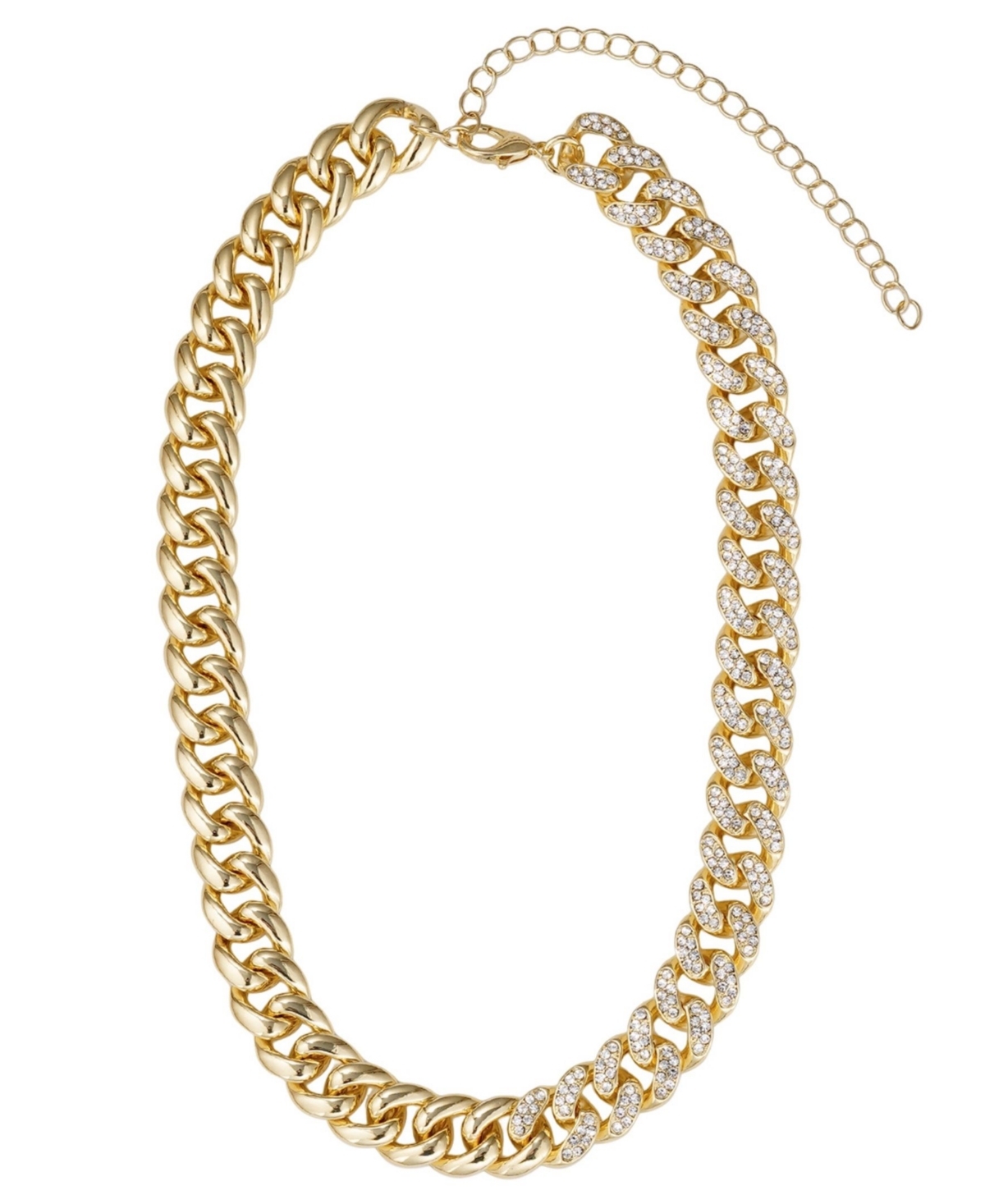 Adornia Gold Crystal Half Curb Chain Necklace In Gold