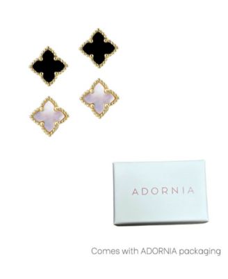 Gold Plated Clover Stud Earring Set