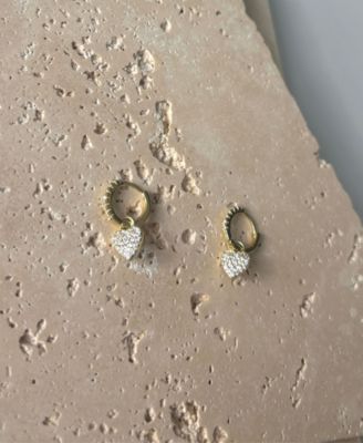 Gold Plated Cubic Zirconia Heart Huggie Earrings