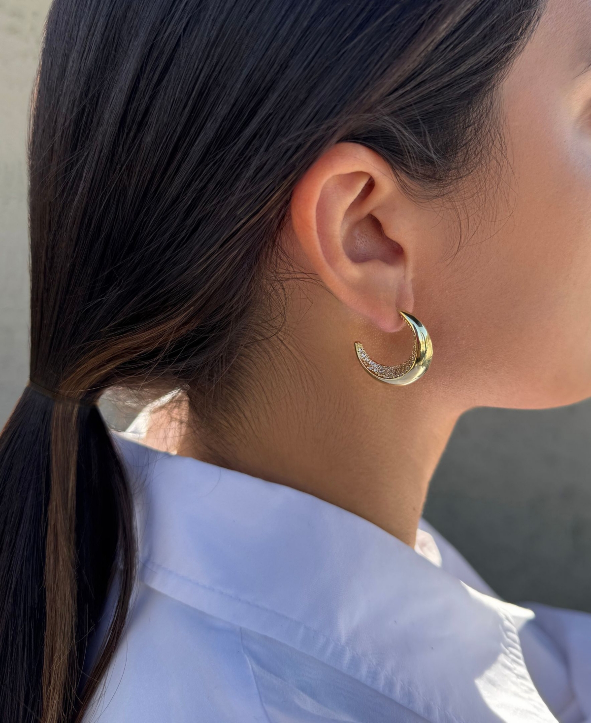 Adornia 14k Plated Crystal Lined Hoop Earrings In Gold