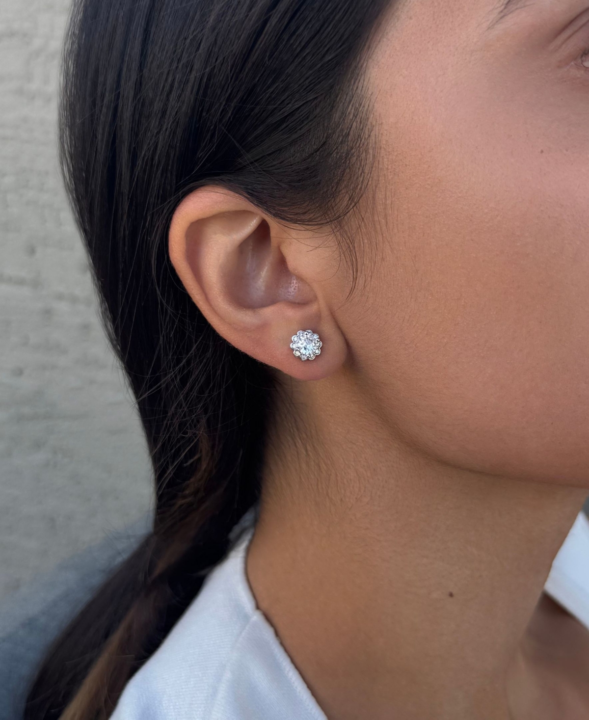 Adornia Silver Cubic Zirconia Floral Halo Stud Earrings In Metallic
