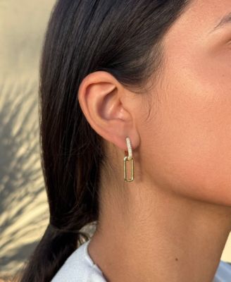 Gold Plated Crystal Single Link Drop Earrings